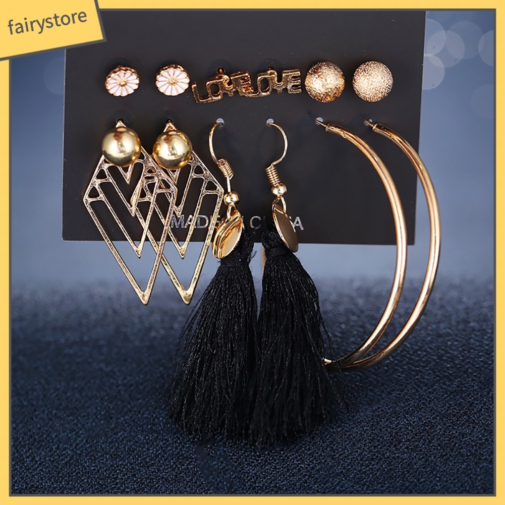 Set 6 Đôi Bông Tai Nhiều Kiểu Dáng Thời Trang Cho Nữ