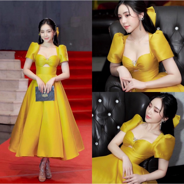 ẢNH VÀ VIDEO thật 1000% ĐẦM XOÈ TAY PHỒNG KHOÉT NGỰC _KÈM NƠ CÁI TÓC