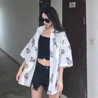 (Kèm ảnh thật) Áo sơ mi unisex họa tiết thiên thần