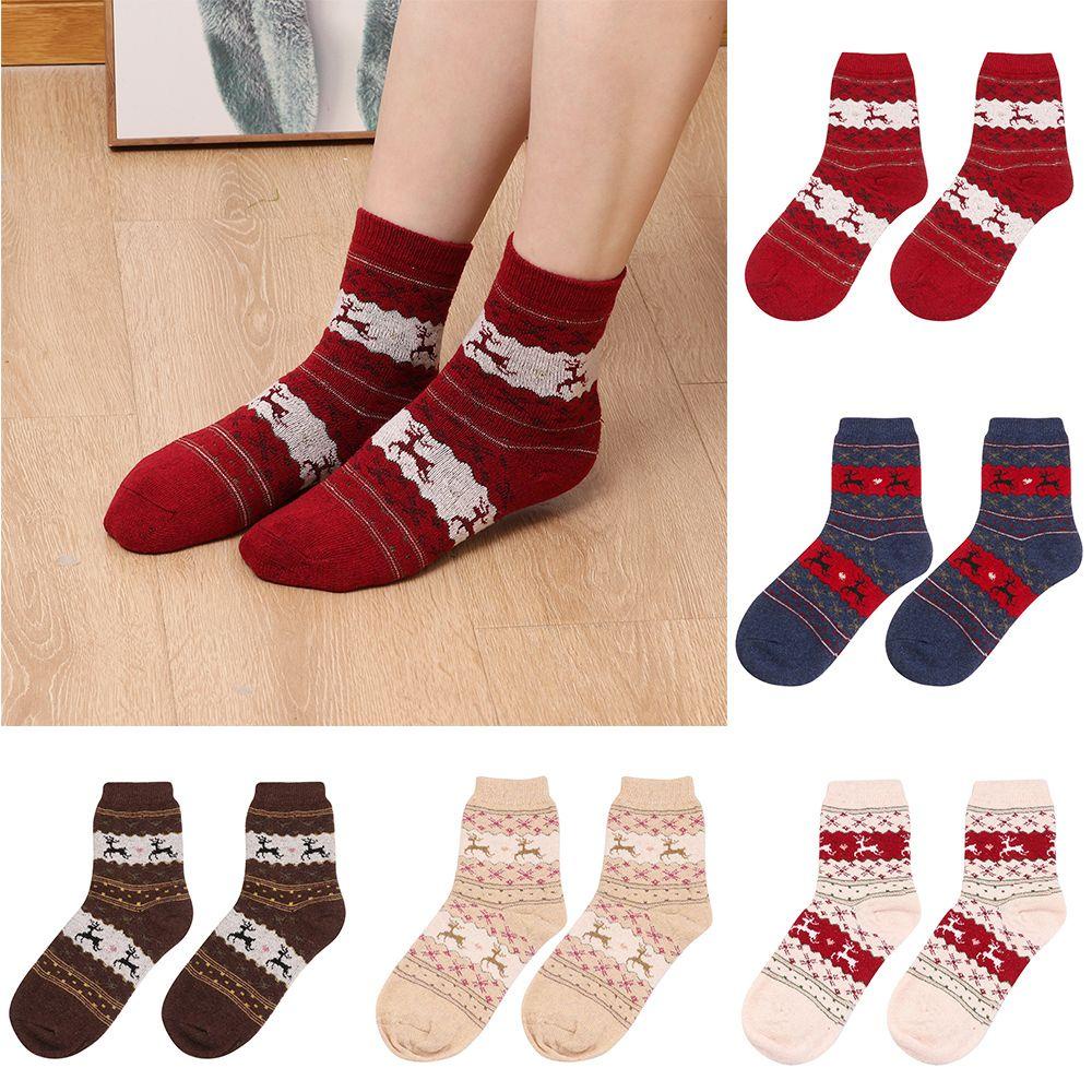 Vớ Dày Giữ Ấm Họa Tiết Tuần Lộc Giáng Sinh Năm Mới