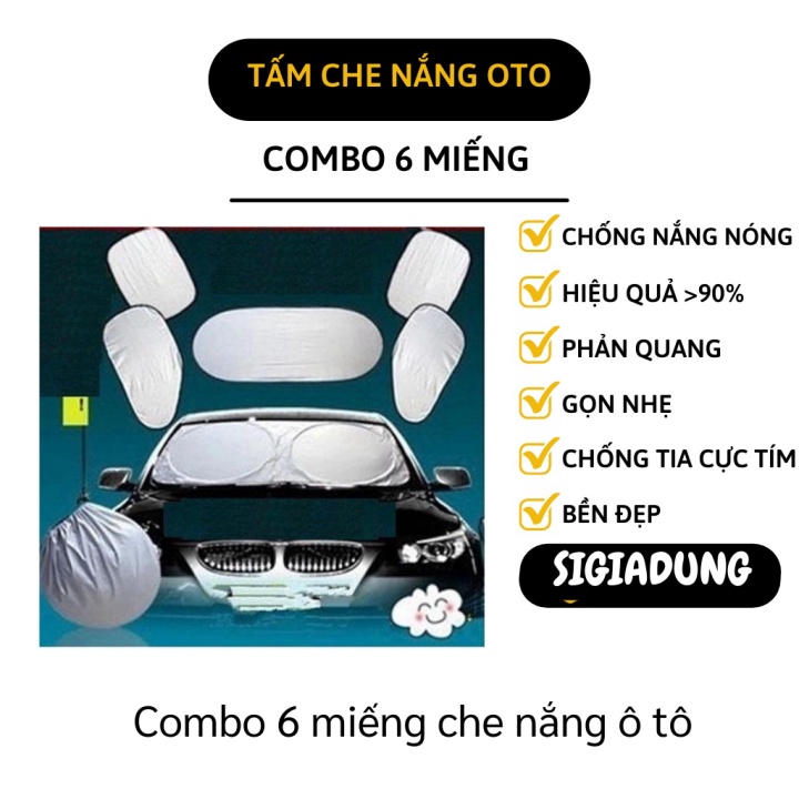 GIÁ SỈ Bộ 6 tấm che nắng cho ô tô, Bạt che nắng xe hơi 5401