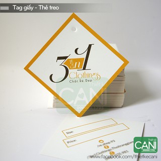 500c In theo yêu cầu Tag vuông thoi 5x5cm Tag giấy treo quần áo Thẻ treo Tag áo Tem quần áo Tag phụ kiện Nhãn giấy