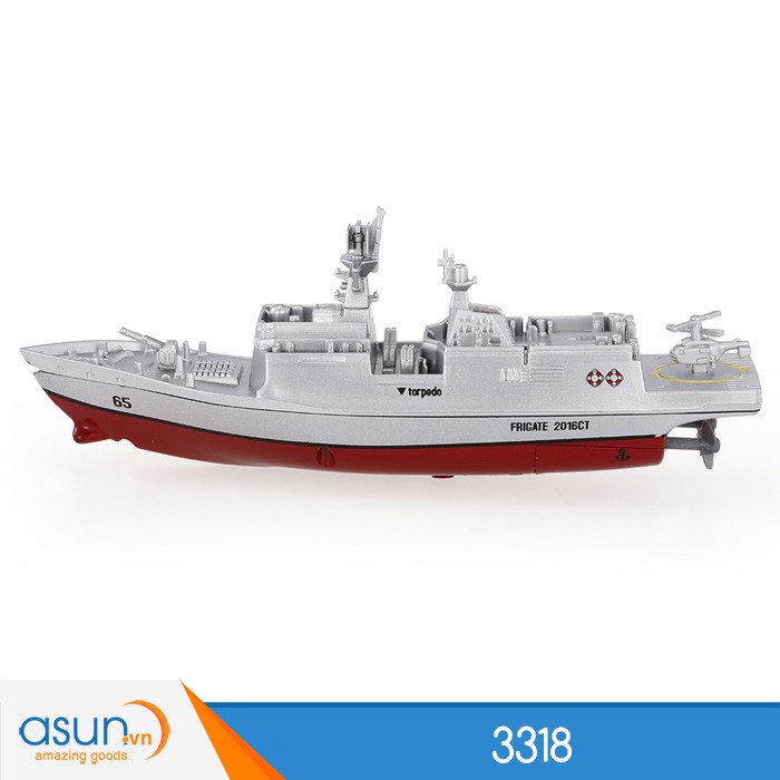 Đồ chơi mô hình tàu chiến hạm điều khiển từ xa mini chống nước 2.4g Silver_ coastal_ escor