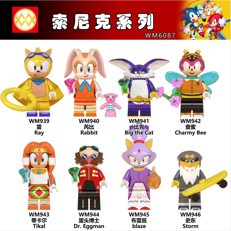 Minifigures nhân vật lego Sonic đặt biệt các minifigure Ray Rabbit Charmy Bee Tikal blaze và Storm WM6087