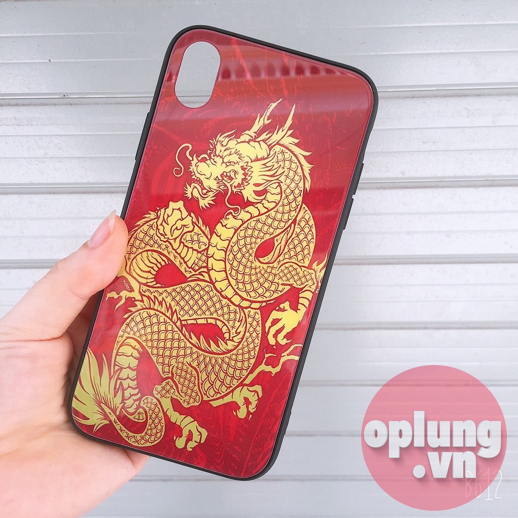 Ốp lưng mặt kính iPhone - ốp Rồng Vàng và Rồng Đỏ cho iPhone 6 đến 14promax - k224
