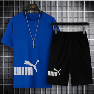 Bộ quần áo thể thao Puma tay ngắn vải lụa lạnh nhanh khô thời trang mùa hè cho nam