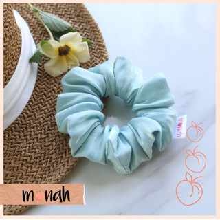 Dây cột tóc, buộc tóc scrunchie màu xanh dương biển lụa tơ bóng