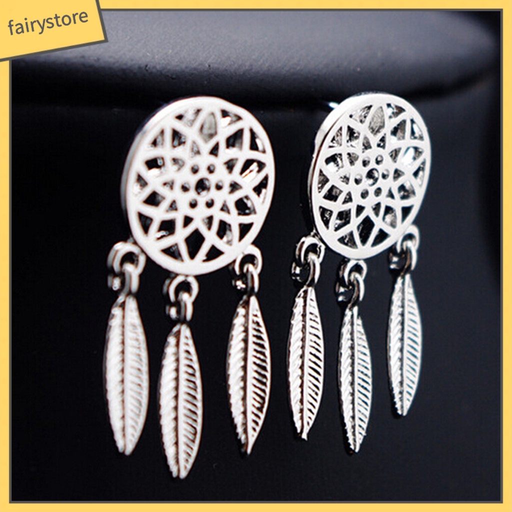 Hoa Tai Dáng Dài Hình Dream Catcher Phong Cách Bohomian