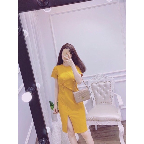 Đầm Suông xoắn eo . thiết kế trẻ trung xinh xắn