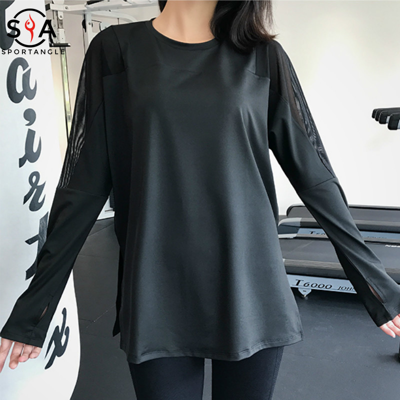 Áo thể thao dài tay dáng rộng nhanh khô để tập yoga chạy bộ tập thể dục dành cho nữ