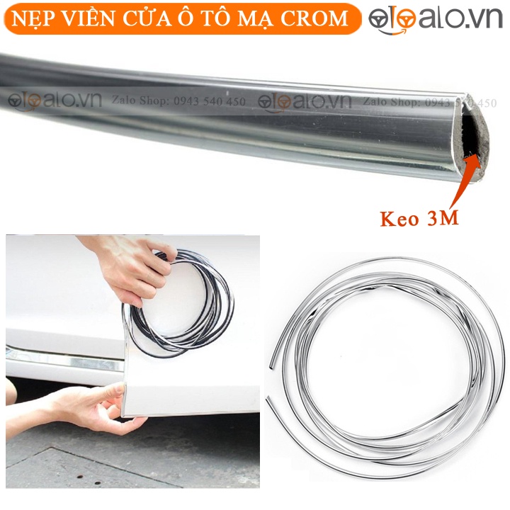 Cuộn 15m Nẹp Viền Cửa Ô Tô Chữ U Mạ Crom Màu Bạc CAO CẤP Trang Trí và Bảo Vệ Cửa Xe Hoàn Hảo | OTOALO