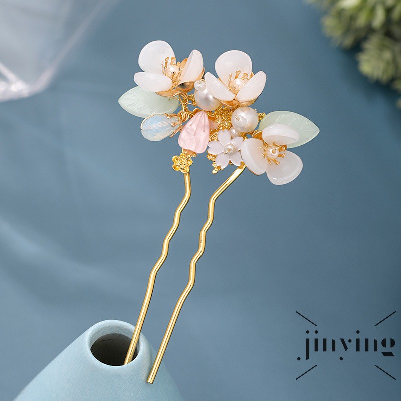 GETNOIVAS Kẹp tóc hình bông hoa đính hạt ngọc trai thời trang vintage cho nữ