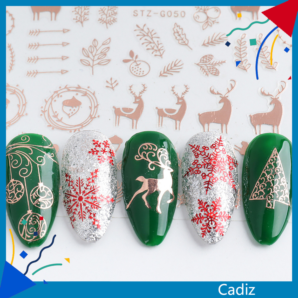 [Hàng mới về] Bộ 3 Miếng Dán Móng Tay Họa Tiết Giáng Sinh Xinh Xắn