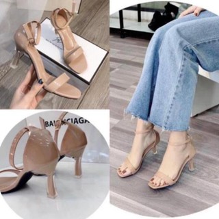 Freeship sandal cao gót da bóng gót nhọn 5 phân bít gót kho giày phuong linh cao cấp