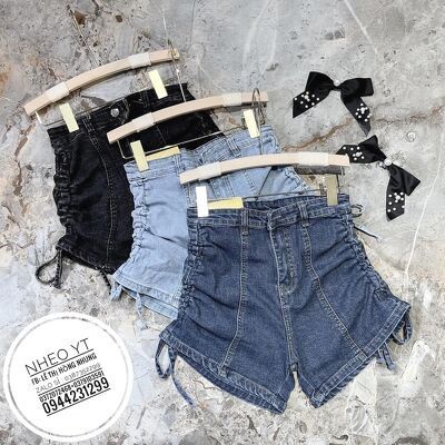 Shorts bò rút dây 2 bên cạp cao