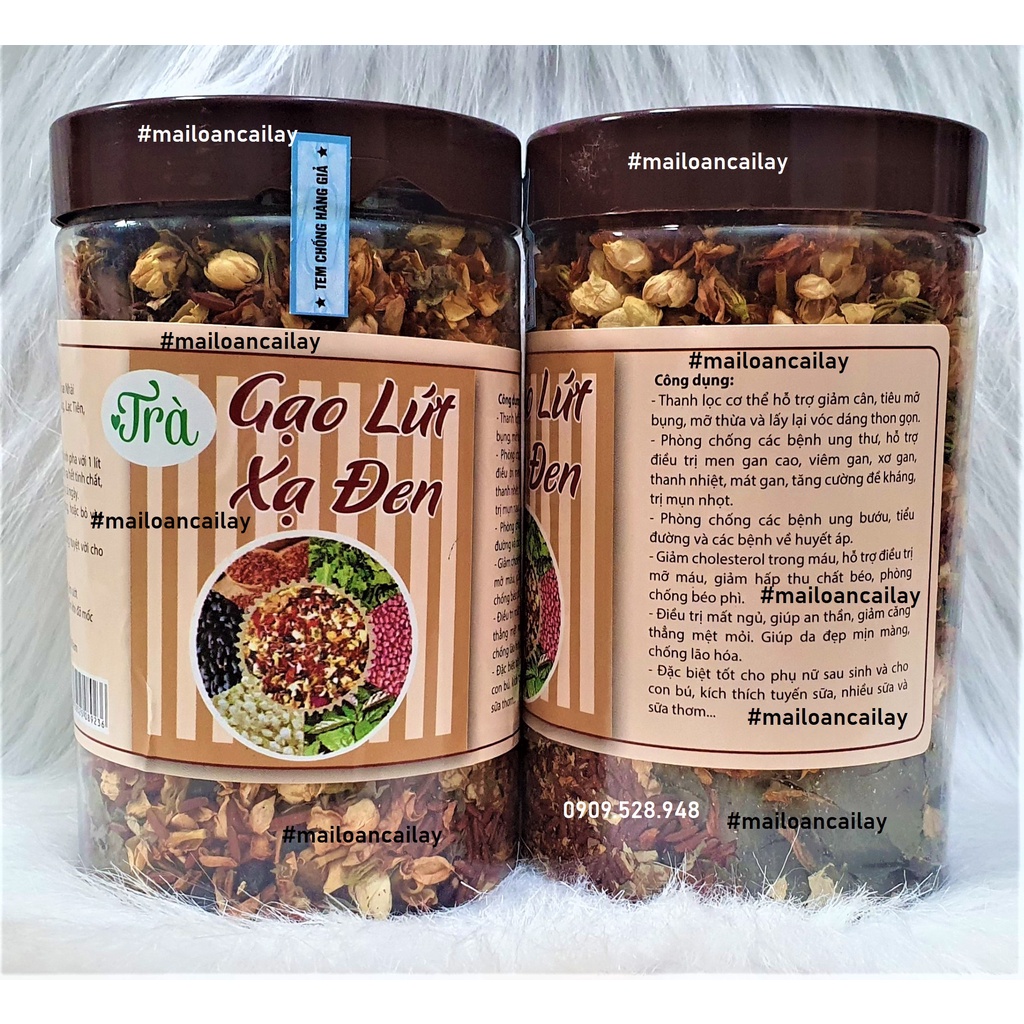 Trà Gạo Lứt Xạ Đen HỘP 500G, Trà Gạo Lứt giảm cân được mix 8 vị giúp thanh lọc cơ thể