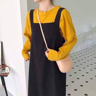 Set yếm váy kèm áo vàng tay dài ulzzang Hàn Quốc