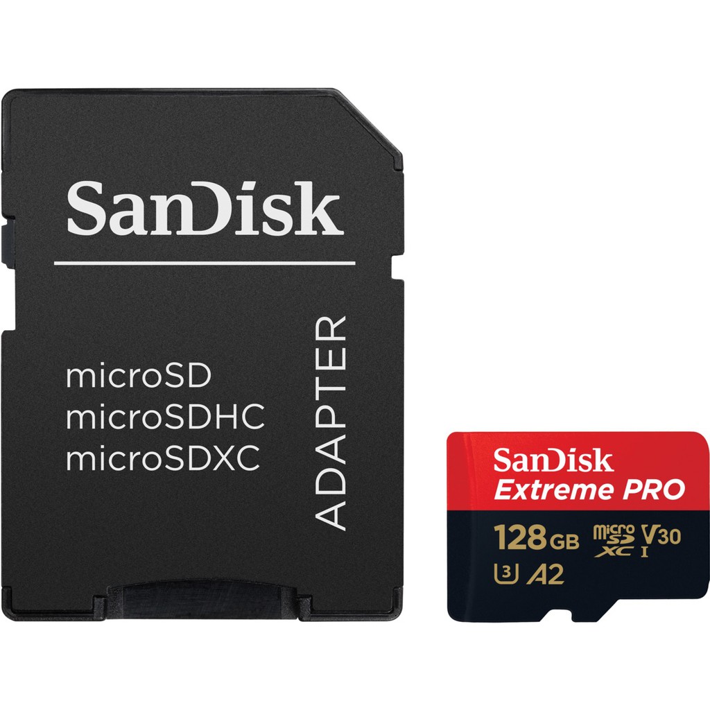 Thẻ nhớ MicroSDXC SanDisk Extreme PRO A2 - 128GB V30 U3 Class 10 UHS-I 200MB/s 170MB/s (SDSQXCD-128G-GN6MA)