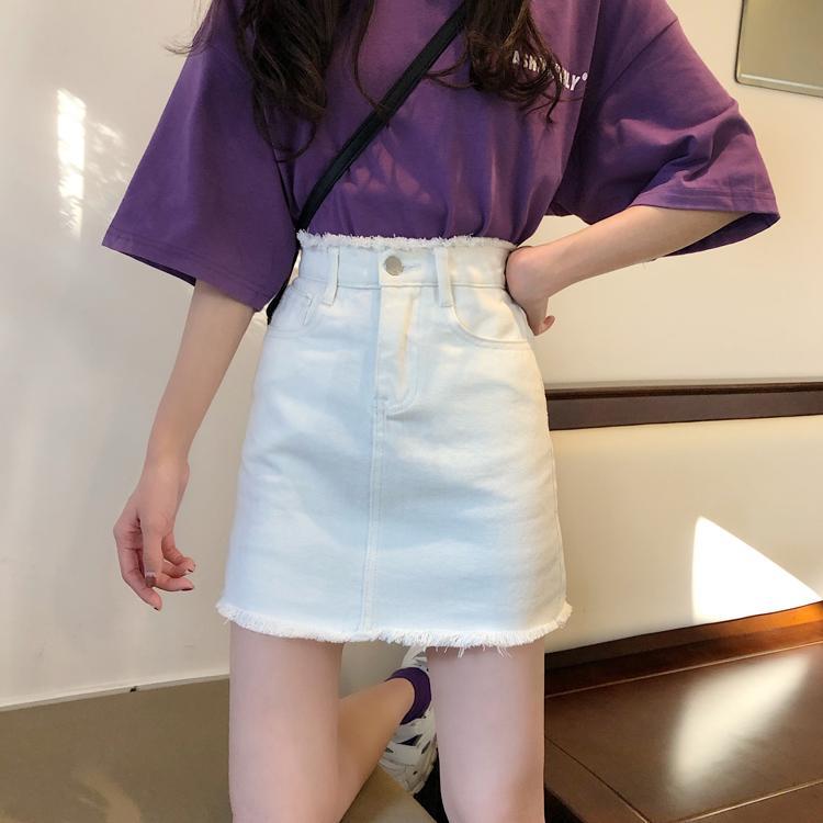 Chân Váy Denim Lưng Cao Phong Cách Hàn Quốc 2020
