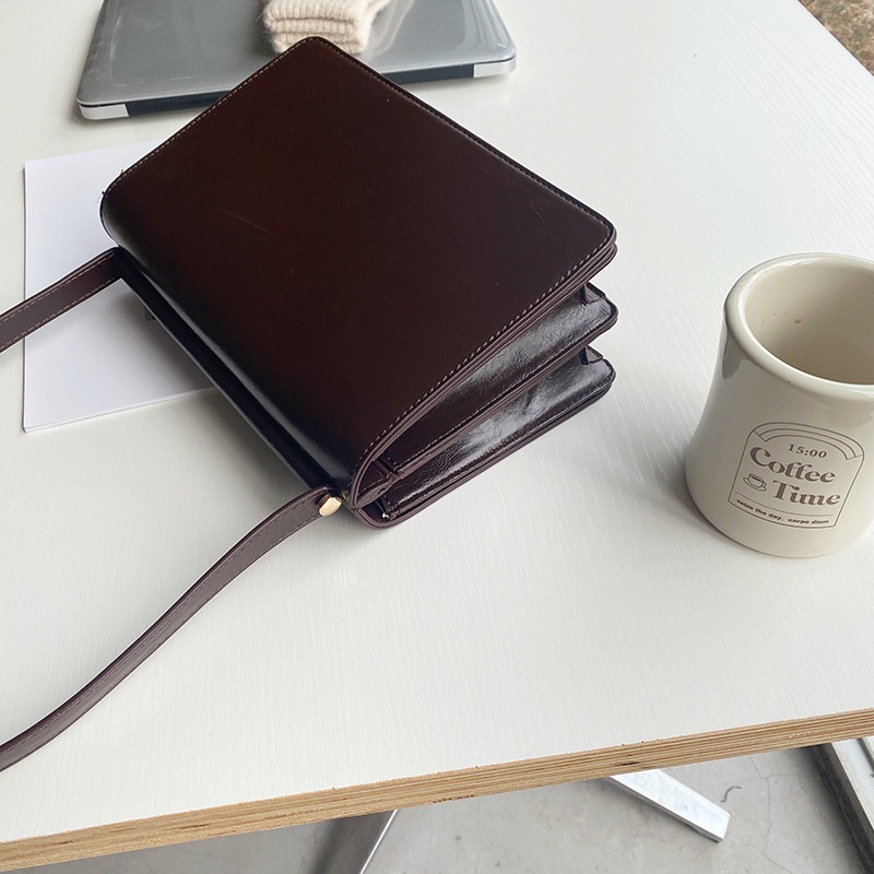 Túi xách nữ đeo vai đeo kẹp nách thiết kế 2 nắp mở 2 mặt túi - chất liệu da cao cấp form đứng cứng cáp