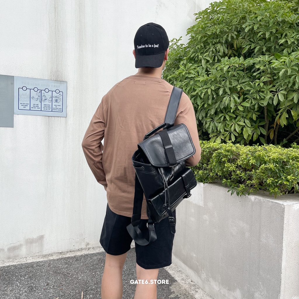 Áo thun Nam dài tay GATE6, áo cổ tròn vai raglan phối longtee cotton cao cấp mẫu mới Thu/Đông 2021 Daily - Coffee/G0017