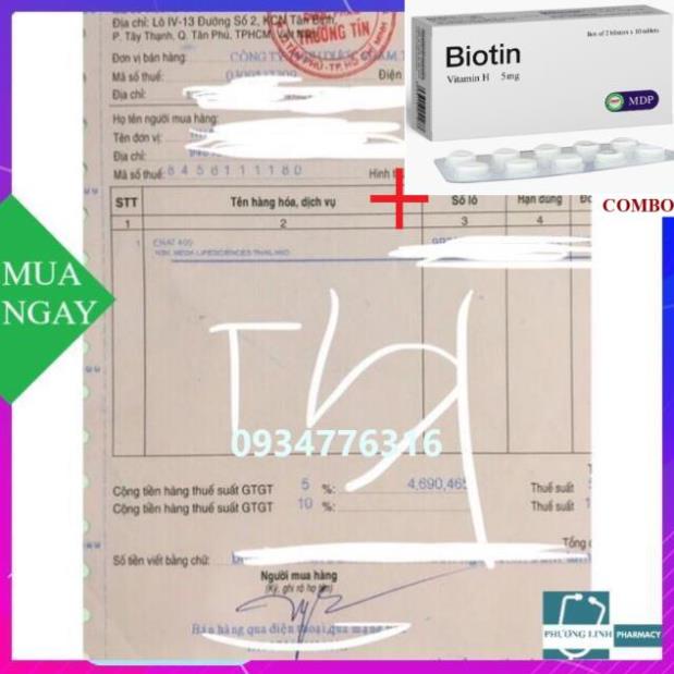 Combo Biotin 5mg+ E NAT 400 làm đẹp da , chống lão hoá....( hộp 30 viên)