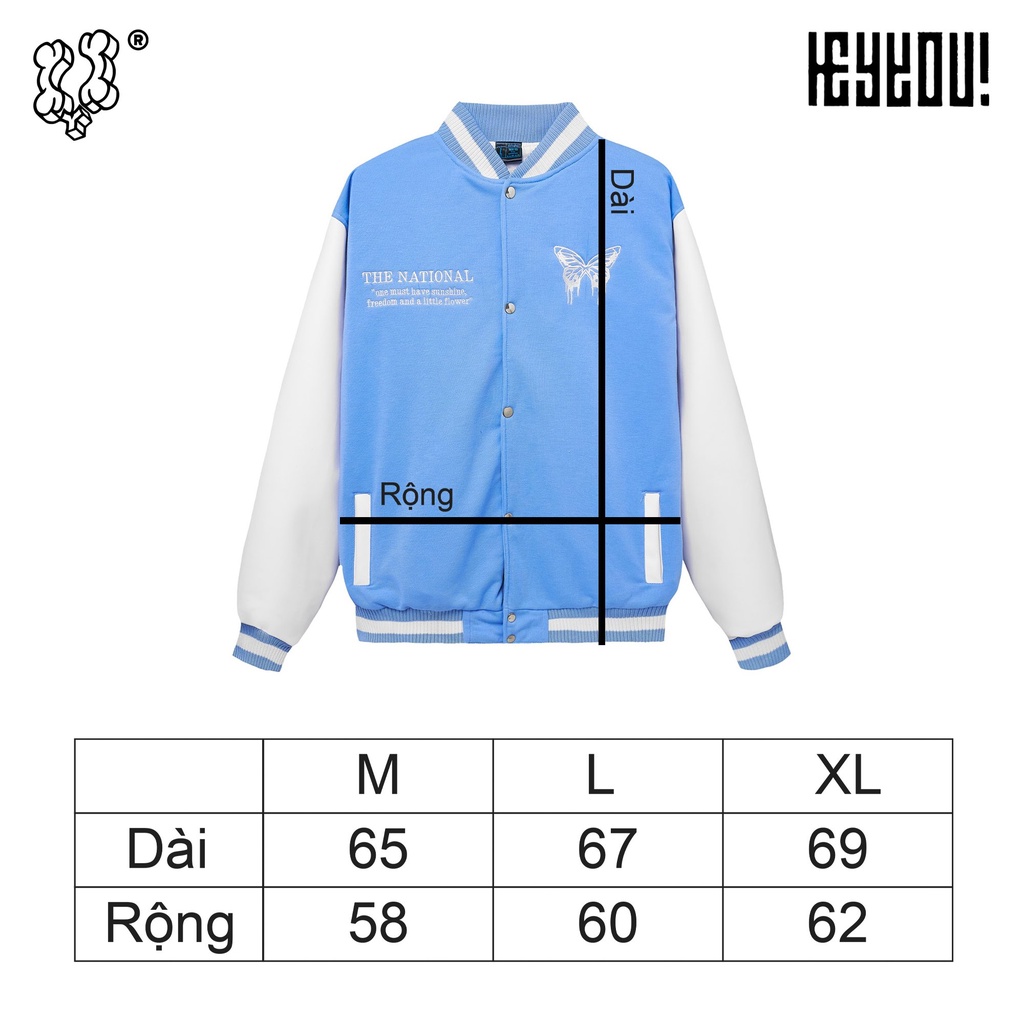  Áo khoác nỉ HEYYOU BUTTERFLY VARSITY BABY BLUE | BigBuy360 - bigbuy360.vn