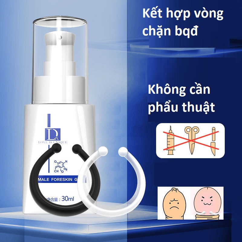 Gel hỗ trợ cải thiện hẹp bao quy đầu cho nam 30ml tặng kèm vòng chặn hãm chống tuột