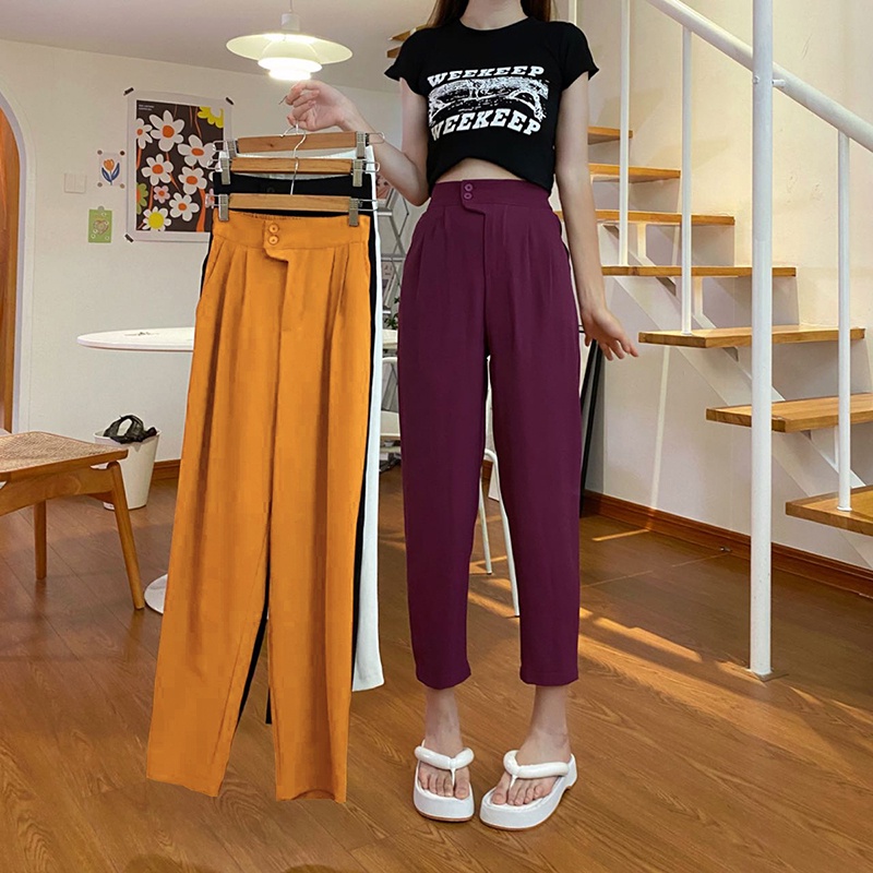 SUXI Quần Lửng Lưng Cao Phong Cách Hàn Quốc Dành Cho Nữ