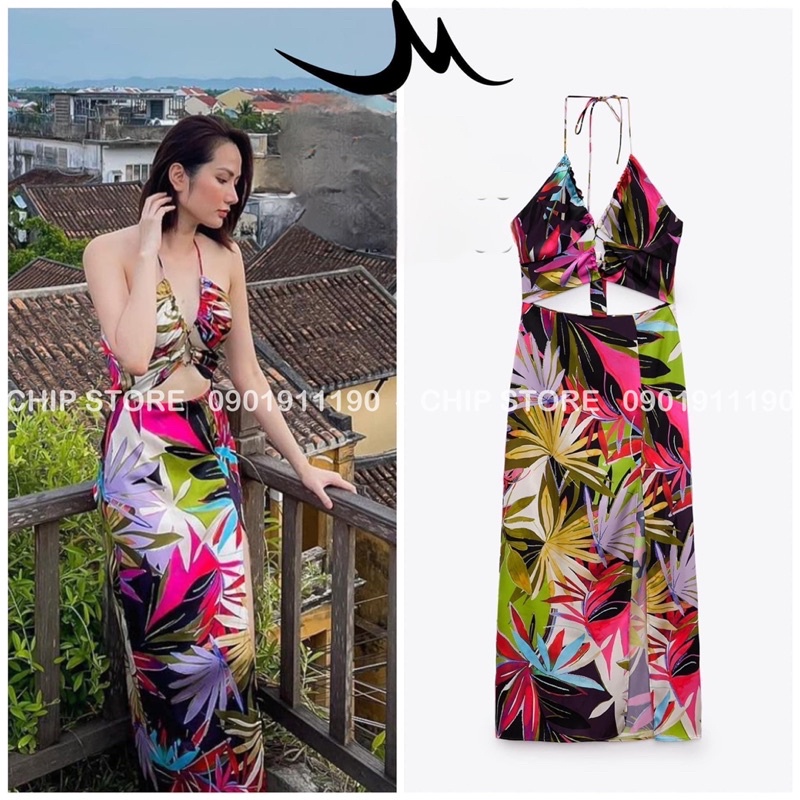 VÁY BODY CUT EO ZARA XUẤT DƯ XỊN HOẠ TIẾT NHIỆT ĐỚI DU LỊCH