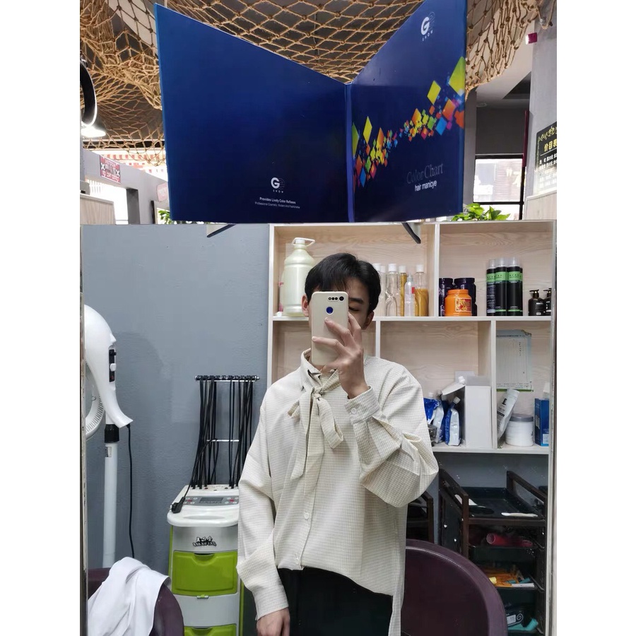 Áo sơ mi nam Form rộng kèm nơ vải siêu thanh lịch  2021