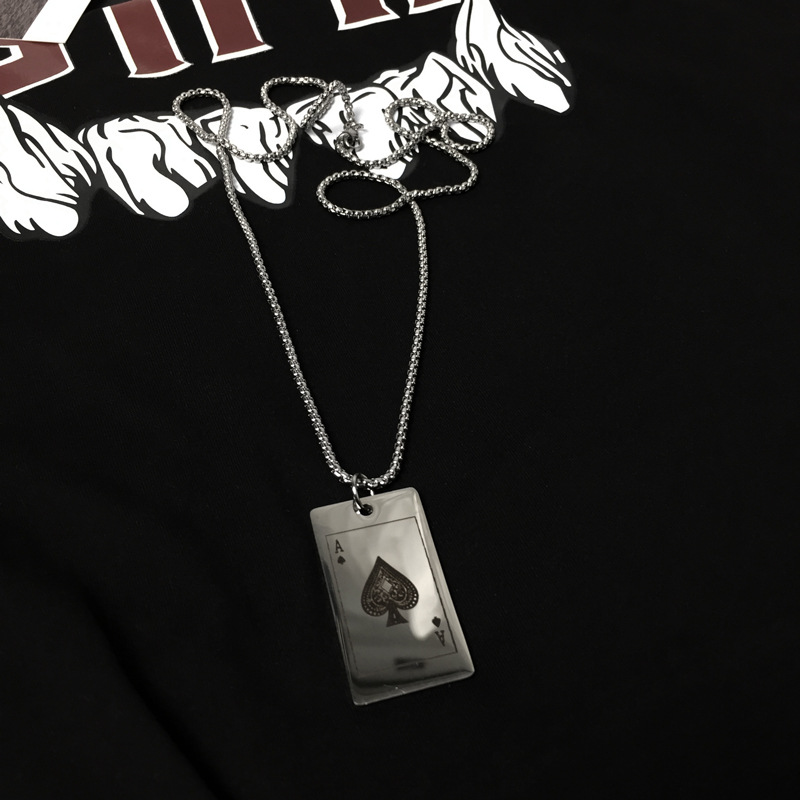 Dây Chuyền Thép Titan Không Gỉ Mặt Hình Bài Poker Phong Cách Hip Hop Đường Phố