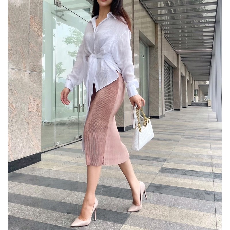 VELLE DESIGN áo sơ mi tơ ý rosa