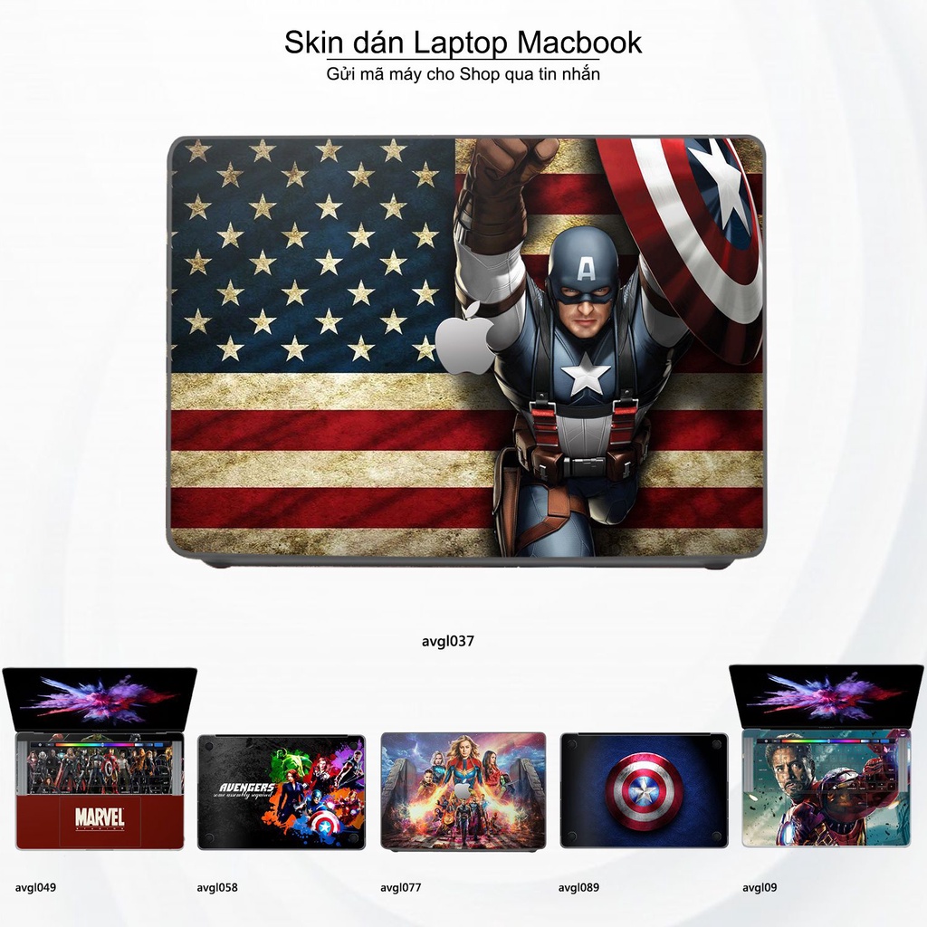 Skin dán Macbook mẫu Avenger (đã cắt sẵn, inbox mã máy cho shop)