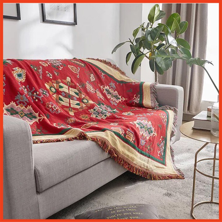 Thảm Vintage trải sàn, Khăn phủ ghế sofa sử dụng 2 mặt nhập khẩu 90*90