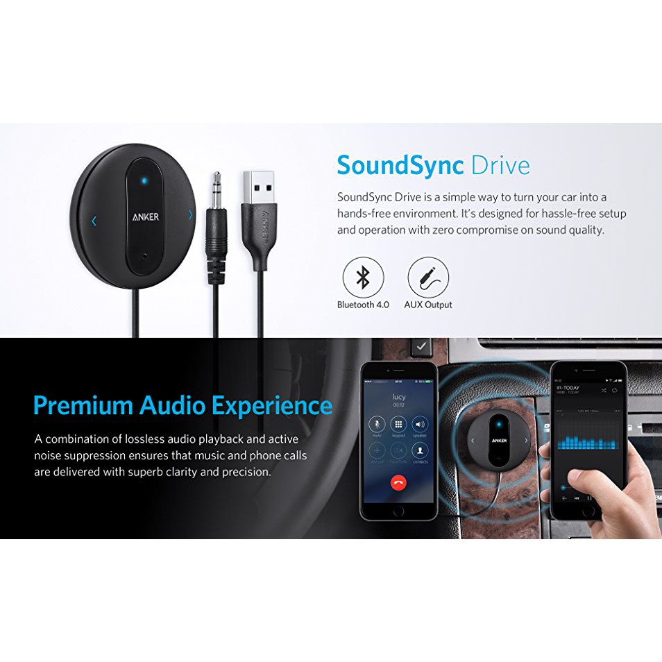 Bộ tiếp nhận Bluetooth rảnh tay trên Ô tô Anker SoundSync Drive