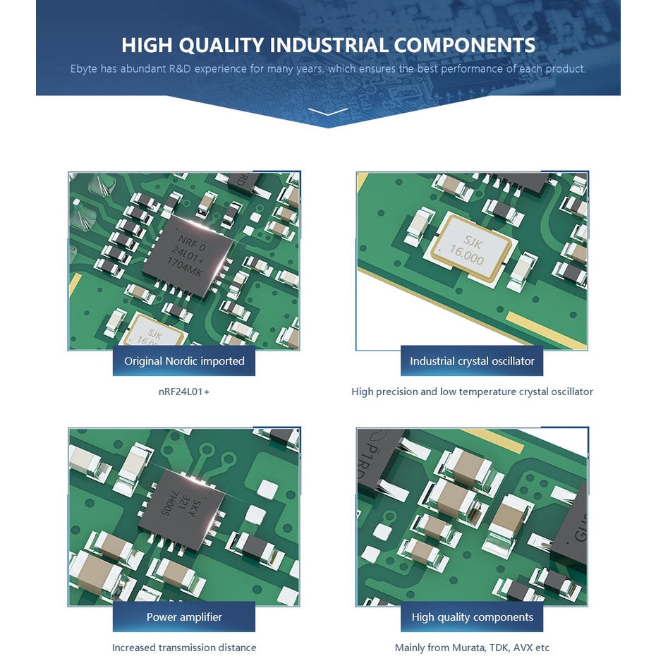 Mô đun thu phát không dây Nrf24L01 E01-Ml01Dp5 E01-2G4M27D 2.4g Nrf24L01P + Pa + Lna 2500m 5000 Rf