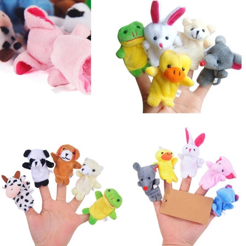 Set 10 Con Rối Đeo Ngón Tay Hình Thú Nhồi Bông Xinh Xắn Dành Cho Các Bé