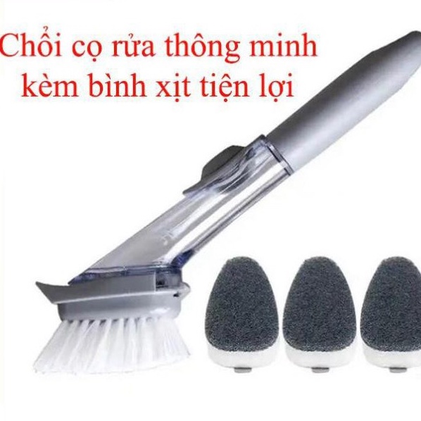 Chổi Cọ Rửa Chén Bát, Cọ Rửa Xoong Nồi Đa Năng Kèm Bình Xịt Và 2 Đầu Mút Tiện Lợi