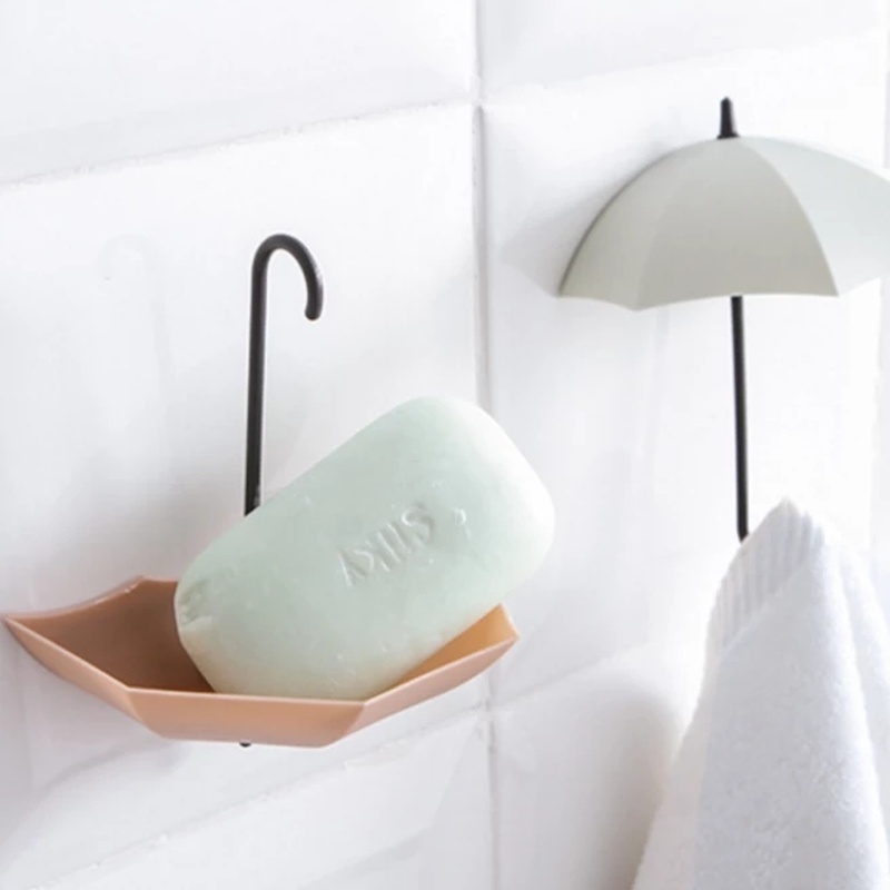 Set 3 móc treo đồ gắn tường thiết kế hình cây dù xinh xắn tiện lợi