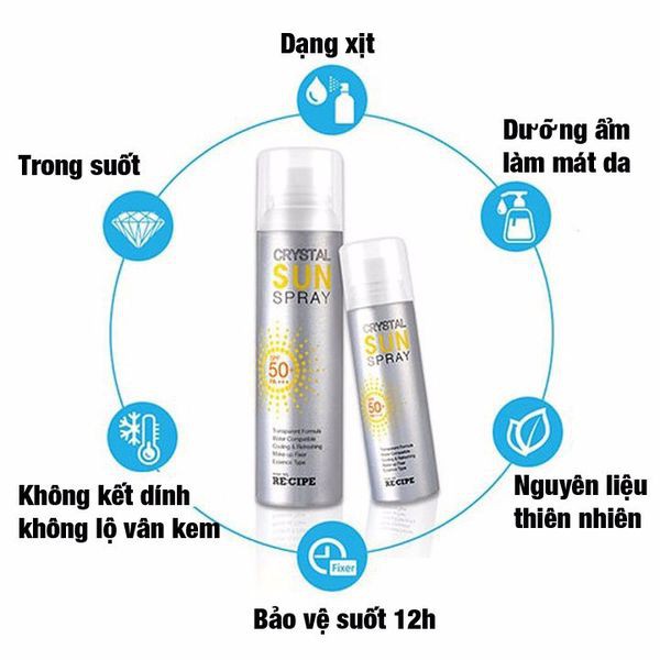 [Hot Hàn Quốc] Kem chống nắng dạng Xịt - Recipe Crystal Sun Spray SPF50 | BigBuy360 - bigbuy360.vn