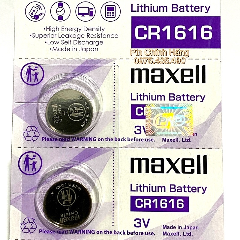 Pin CR1616 Maxell 3V Lithium Chính Hãng Vỉ 5 Viên