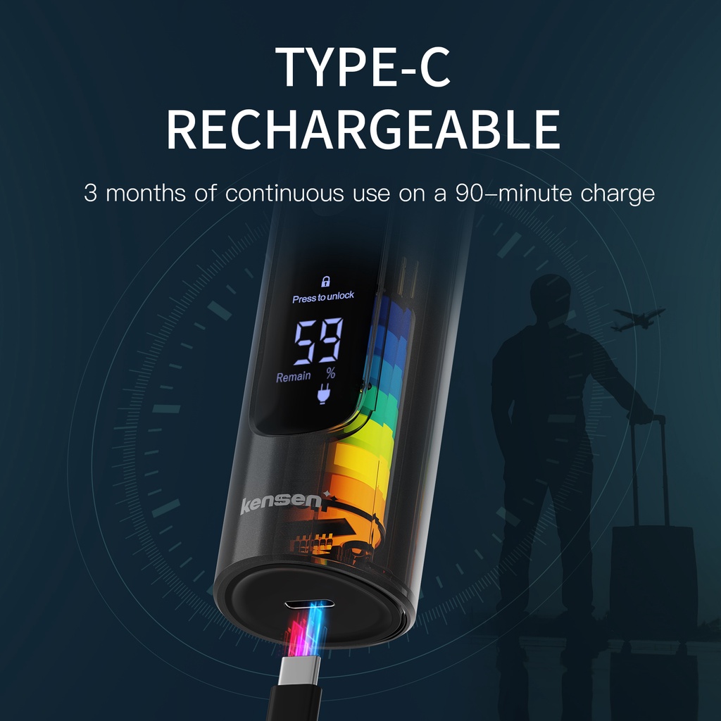 Máy Cạo Râu KENSEN 3 Cánh Có Thể Sạc Lại Chống Thấm Nước IPX7