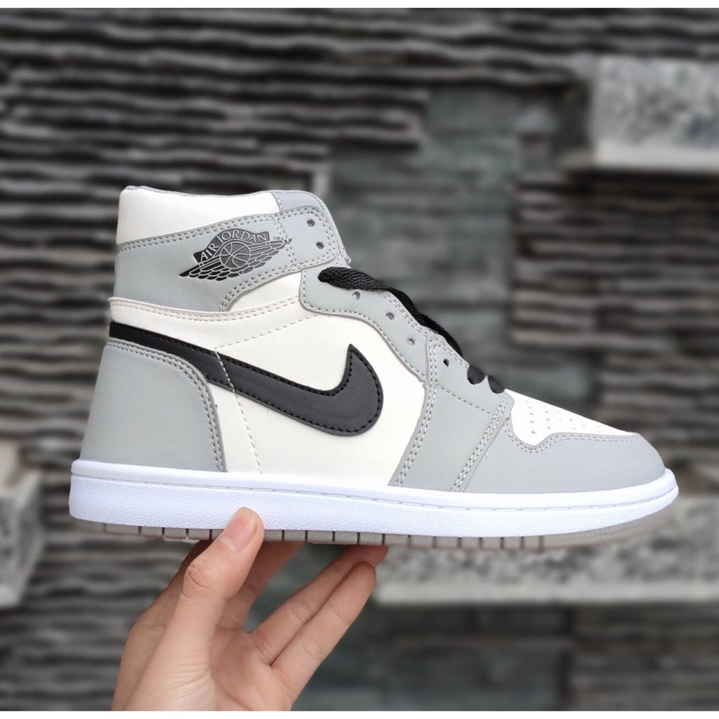 Giày thể thao jordan 1 xám  cổ cao hàng chuẩn nam nữ full box bill