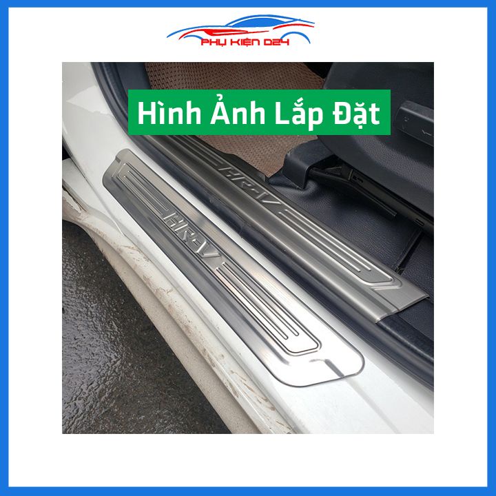Bộ ốp bậc cửa trong ngoài nẹp bước chân HRV, HR-V 2018-2019-2020-2021-2022 Inox chống trầy trang trí xe