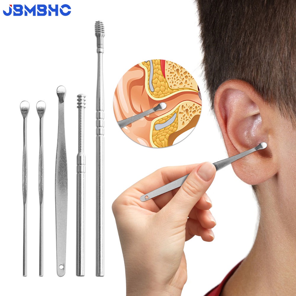 Bộ 6 Dụng Cụ Vệ Sinh Tai Bằng Thép Không Gỉ Thiết Kế Dạng Xoắn Ốc Tiện Dụng