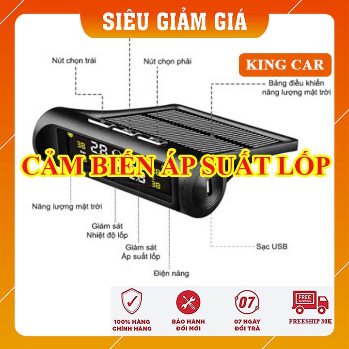 Cảm biến áp suất lốp TPMS van ngoài màn hình led, cảm biến áp suất lốp pin năng lượng mặt trời cao cấp