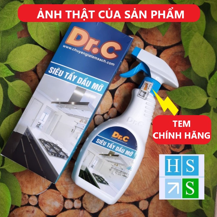 ( CHÍNH HÃNG Dr.C ) Siêu tẩy dầu mỡ vết bẩn 500ml làm sạch xoong nồi bếp ga bồn rửa thiết bị bếp dễ dàng - HS Shop