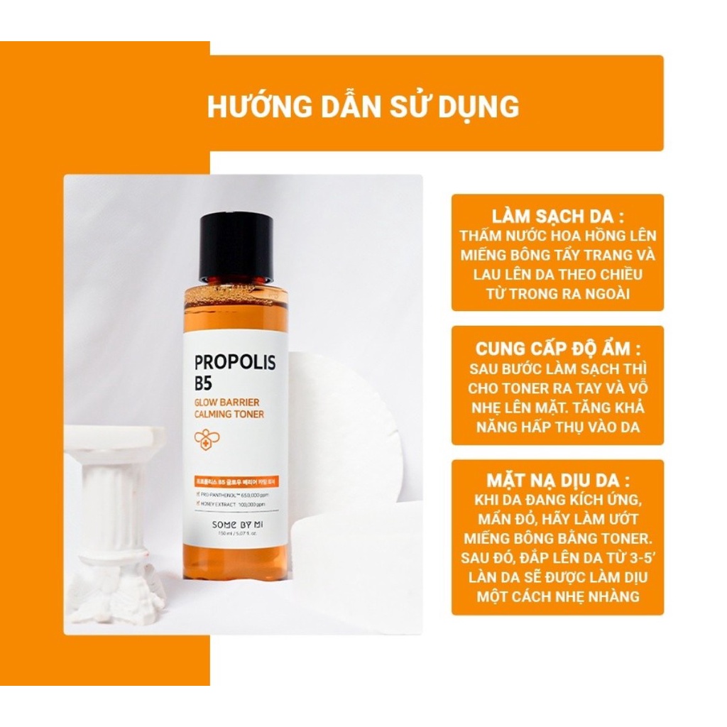 Nước Hoa Hồng Keo Ong &amp; Vitamin B5 Some By Mi Propolis B5 Glow Barrier Calming Toner 150ml quatangme