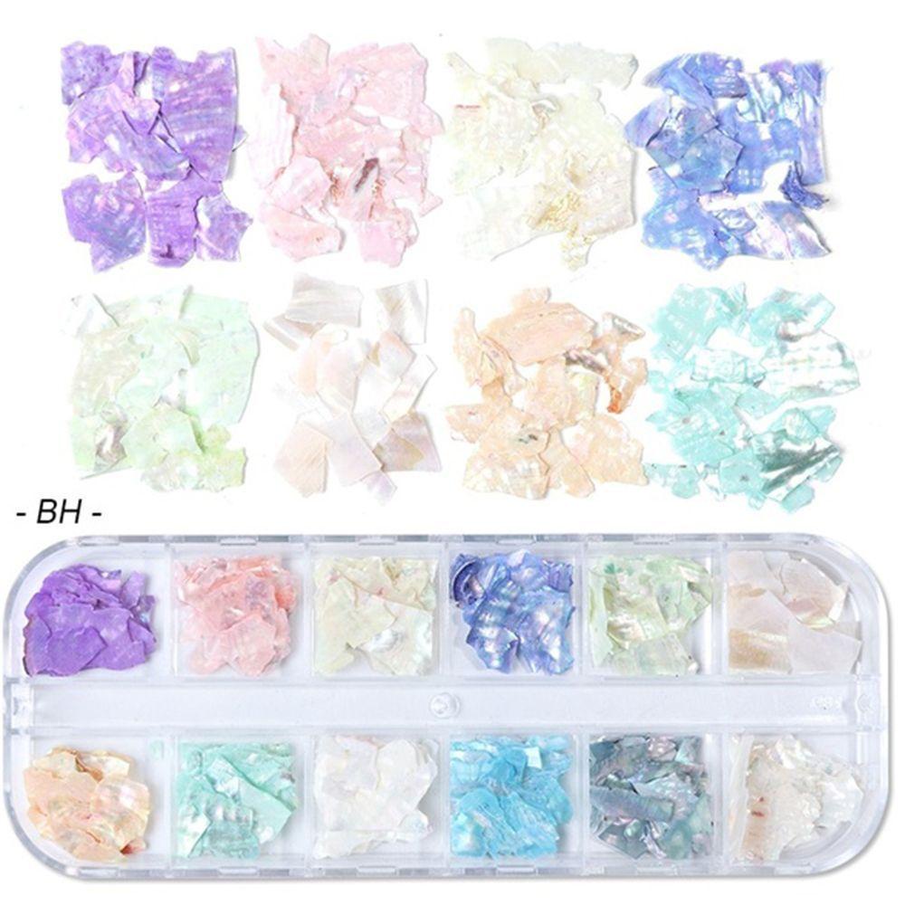 Hộp Kim Tuyến Vỏ Sò Màu Gradient Trang Trí Móng Tay